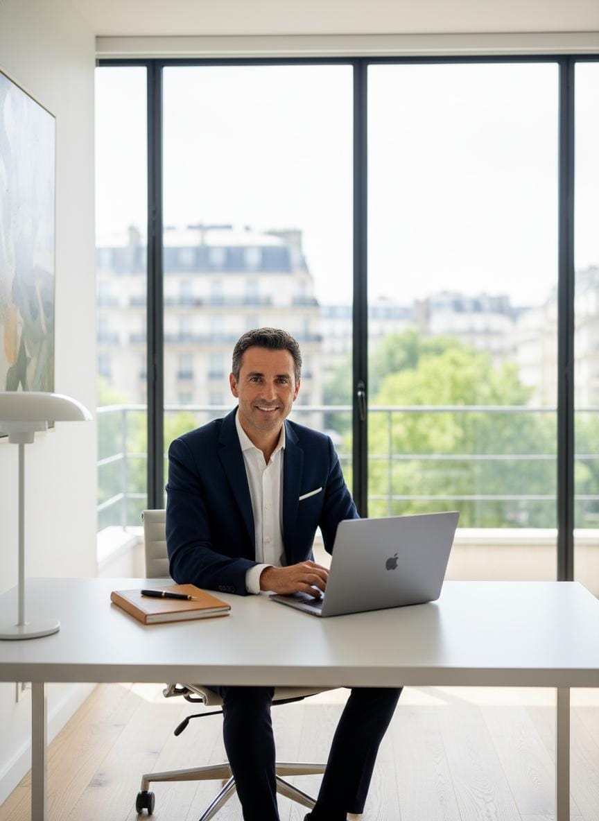 Bureau de coaching, deux fauteuils en angle, lumière naturelle